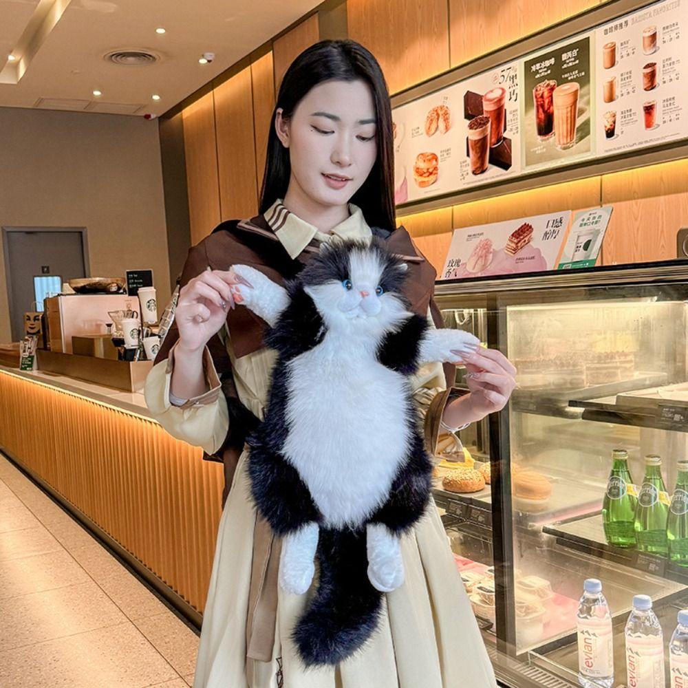 Long-haired Fluffy Cat Doll Backpack Super Realistic Cute Women's Backpacks  Boys Girls