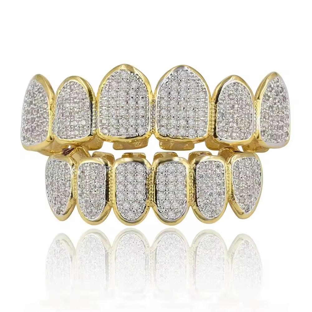 G-017-1 Hot Selling Micro Braces Fangs Gold Plated Vampire Teeth Grillz Factory Direct Sale for Anniversary