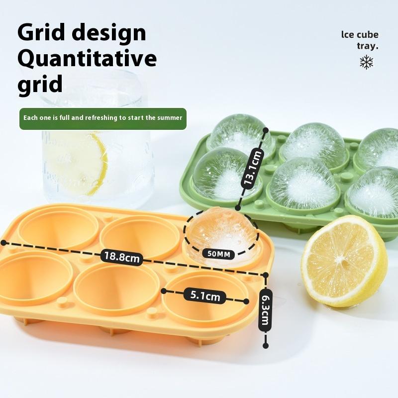 6-Hole Silicone Ice Ball Maker Large Big Round Sphere Ice Shape Cube Mold Tray For Freezer Whiskey Cocktail Bar Tools