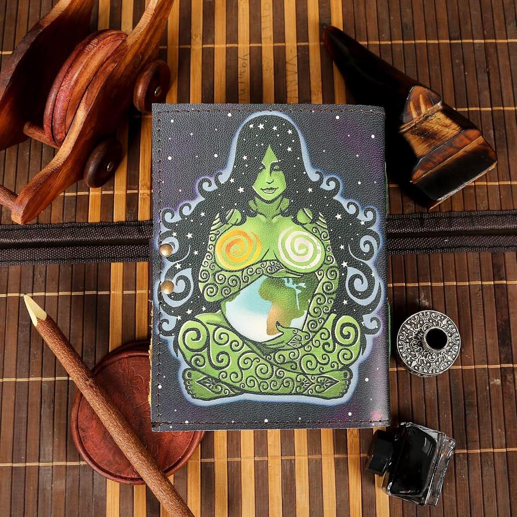 Vintage kožený deník Mother Goddess Journal For Men Women Traveling Sketchbook