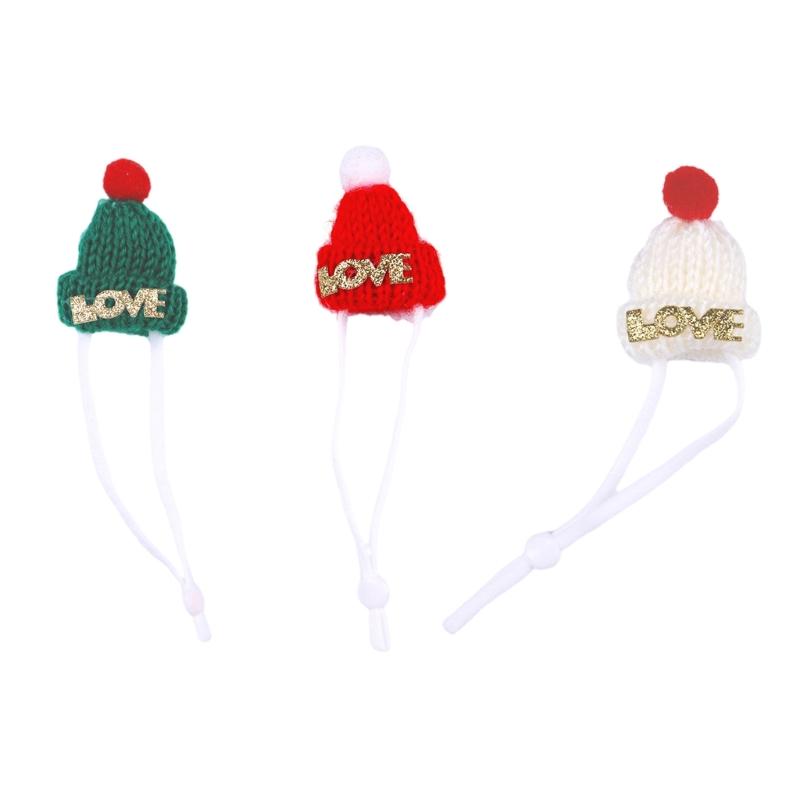

Small Pet Christmas Hat Photo Props for Hamster Handwoven Santa Hat зелёный
