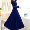 2025 New Autumn/Winter Plus Size Velvet Dress Long Sleeved, V Neck, Big Swing Gown for Evening Parties and Banquets