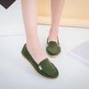 Women's Flat Single Shoes Four Seasons Large Size Bean Shoes Frosted Breathable Shallow Flat Heel Versatile Non-slip Women's Shoes Trend