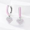 New 925 Silver Pink Heart Shape Women Earrings Brilliant Wedding Engagement Star Earrings Jewelry Gift