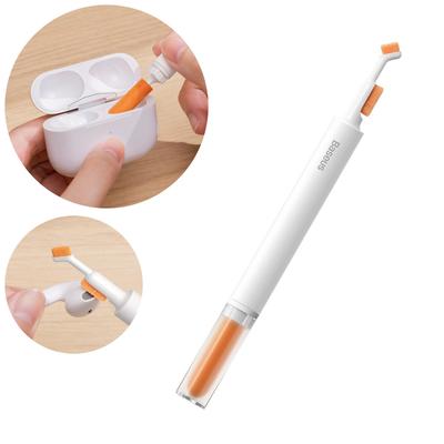 Witte reinigingsborstel voor koptelefoons, toetsenborden, muizen en elektronica.