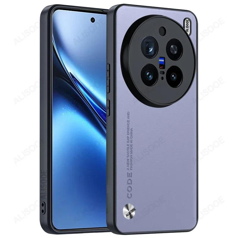 Funda for VIVO X200 Pro Mini Case Luxury Fiber Texture PU Leather Protection Back Cover for VIVO X200 Pro Shockproof Capa