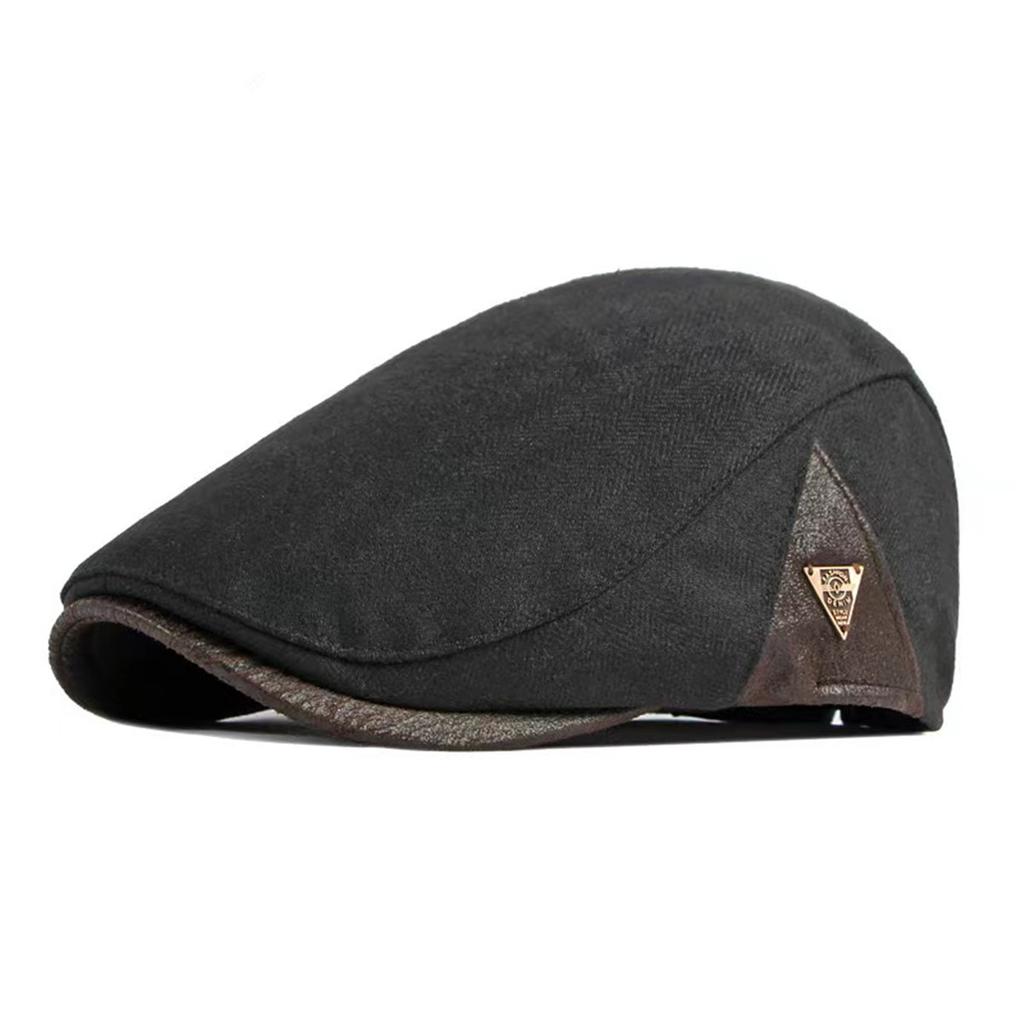 1Piece Men Side Triangle Pattern Beret Duckbill Cap Outdoor Adjustable Leisure Hat Spring Autumn Hunting Travel Tourism