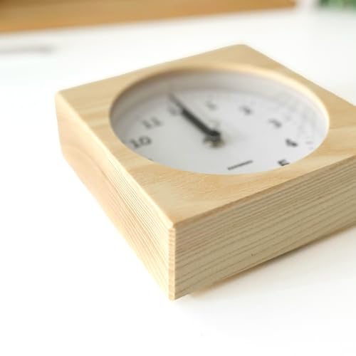 KATOMOKU Dual Use Clock 4 Natural km-95NARC Wall/Tabletop Use Radio-Controlled Clock with Continuous Second Hand, 14cm