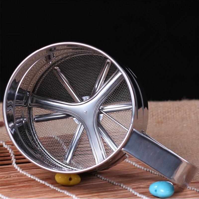 1 pcs Cup Shape Flour Sieve Stainless Steel Mesh Flour Sifter Mechanical Baking Icing Sugar Shaker S