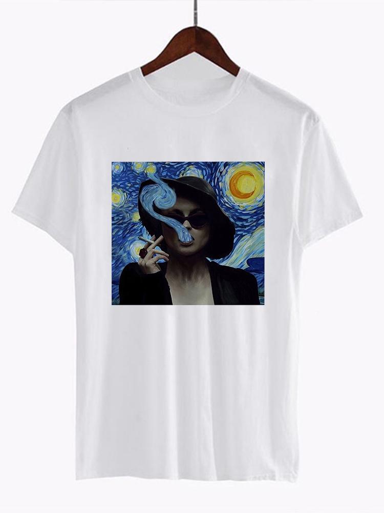 Unisex Van Gogh Van Goghing Van Gone Meme Funny T Shirt Hipsters Cute Tee z nadrukiem