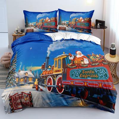 Bettwäsche-Set Cartoon Zug Bauernhof Bettbezug-Set Doppel-Full-Size Queen-Bett King-Size Bettbezug Kissenbezug Geschenke für Kinder