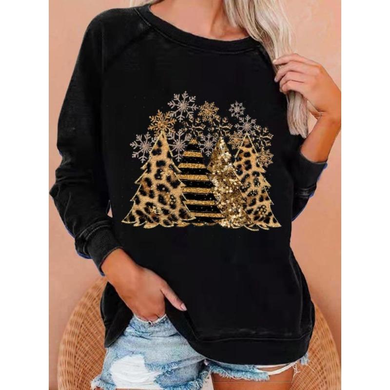 Shoulder sleeves autumn winter letter loose 3D printed long sleeved round neck sweatshirt Pullovers & Long Sleeves (women’s)