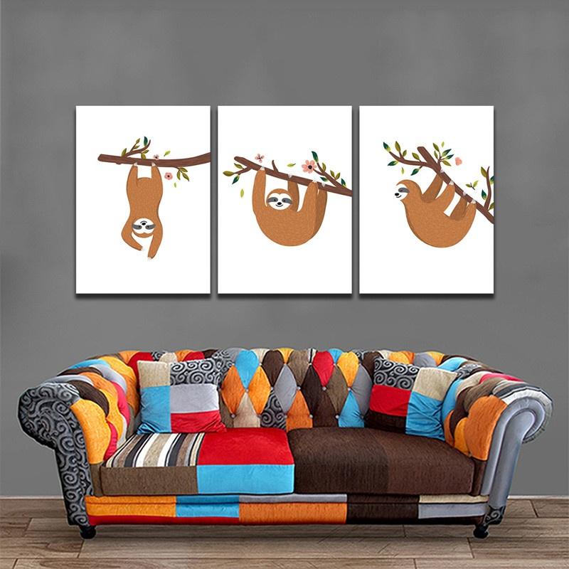 Decorazione Murale su Tela Poster Bradipo Carino da Appendere Stampe su Tela Quadro Opera d'Arte Moderna per Soggiorno Camera da Letto Decorazione Murale per la Casa Senza Cornice
