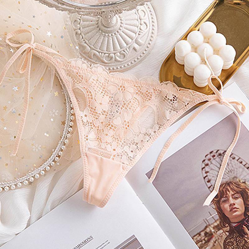 CINOON Dámské kalhotky Sexy krajková tanga G-Strings Dámské spodní prádlo s nízkým pasem Kalhotky francouzského stylu Erotické spodní prádlo Hollow Out spodky
