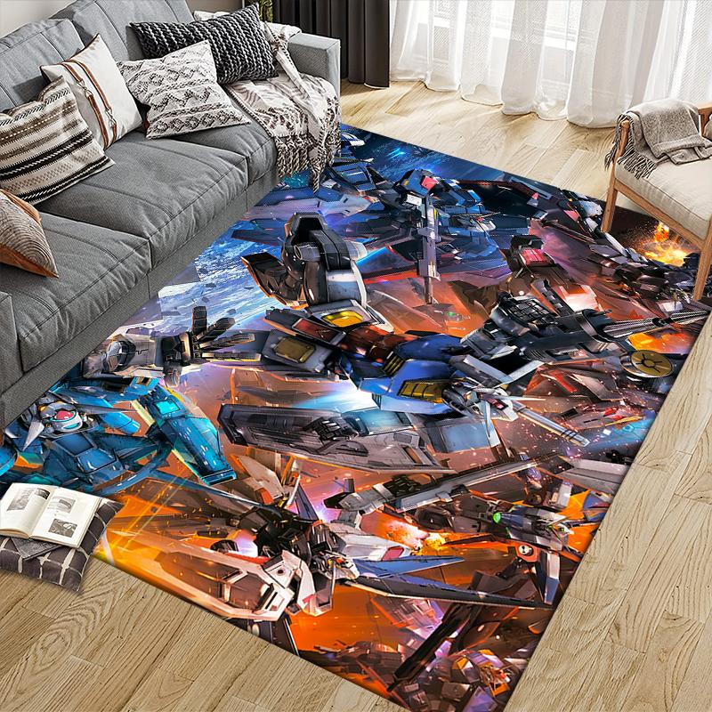 Mobile Suit Gundam Battle Scene Square Area Rug, Non-Slip Floor Mat for Home Decor, Perfect Gift for Fans.chl