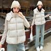 New European cotton vest women's autumn and winter new loose medium and long hooded bread clothes cotton vest