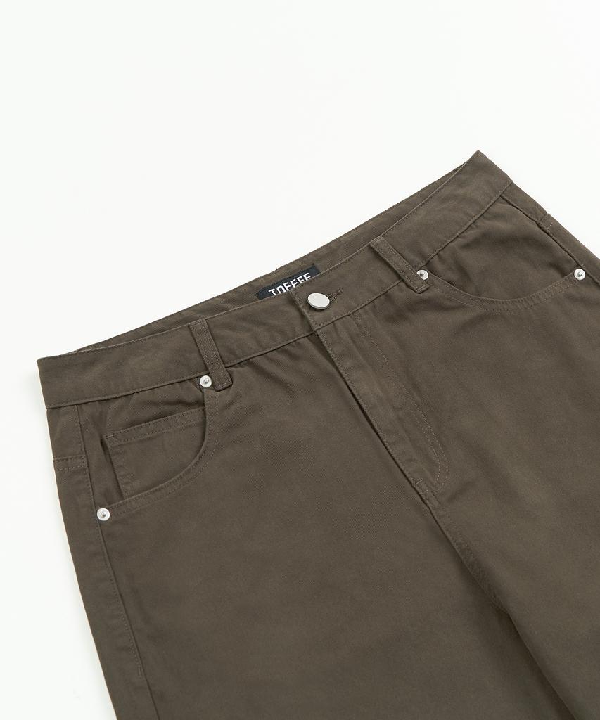 TOFFEE [Summer Special Fabric] Curved Wide Cotton Pants (Charcaol)