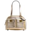 Twin Turnlock 20 Leather Shoulder Bag Small Women's Light Gold