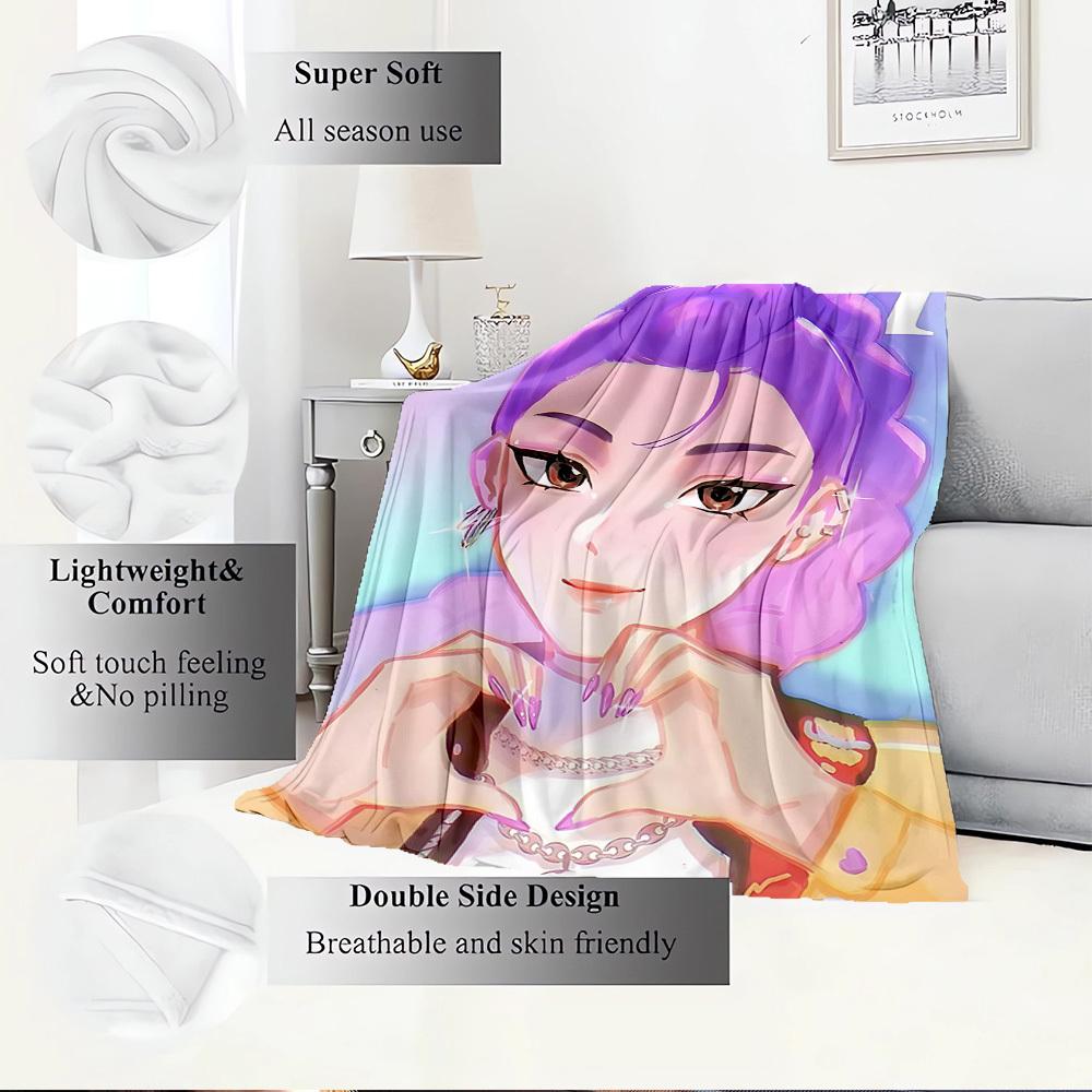 K-POP Anime Dívčí Skupina Čtyři Roční Období Měkká Teplá Přikrývka Celoroční Silně Pletená Polyesterová Přehoz na Postel, Kempování, Cestování Perfektní Dárek