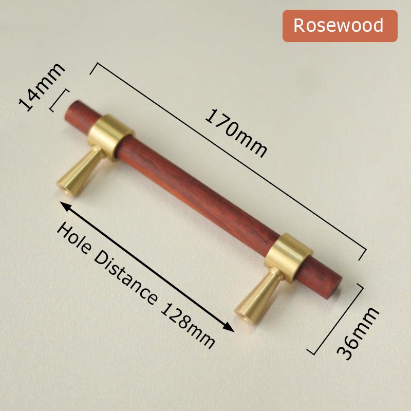KAK Walnut Wooden Furniture Handle Brass Copper Drawer Knobs Kitchen Cabinets Pulls Dresser Knobs Wardrobe Pull Door Hardware