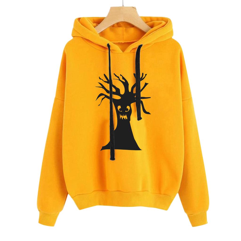 2025 spring and autumn new Halloween European and American pattern printing hooded long-sleeved street sweater woman