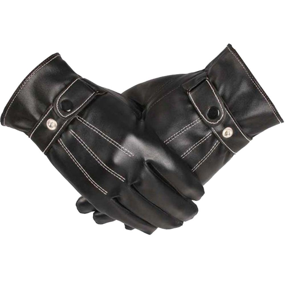 New Winter Warm Arm Warmer Leather Gloves Men Accessories Touch Screen Full Finger Mittens