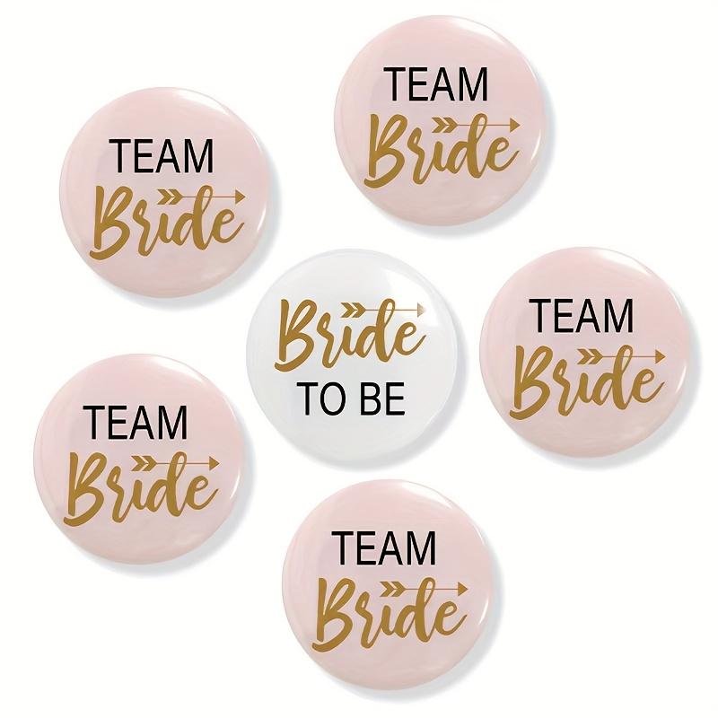 

6pcs Bride Team Badges Bride Buttons Pins Wedding Party Shower Decorations Bridesmaid Button Pin Set Bride To Be Gifts Accessory