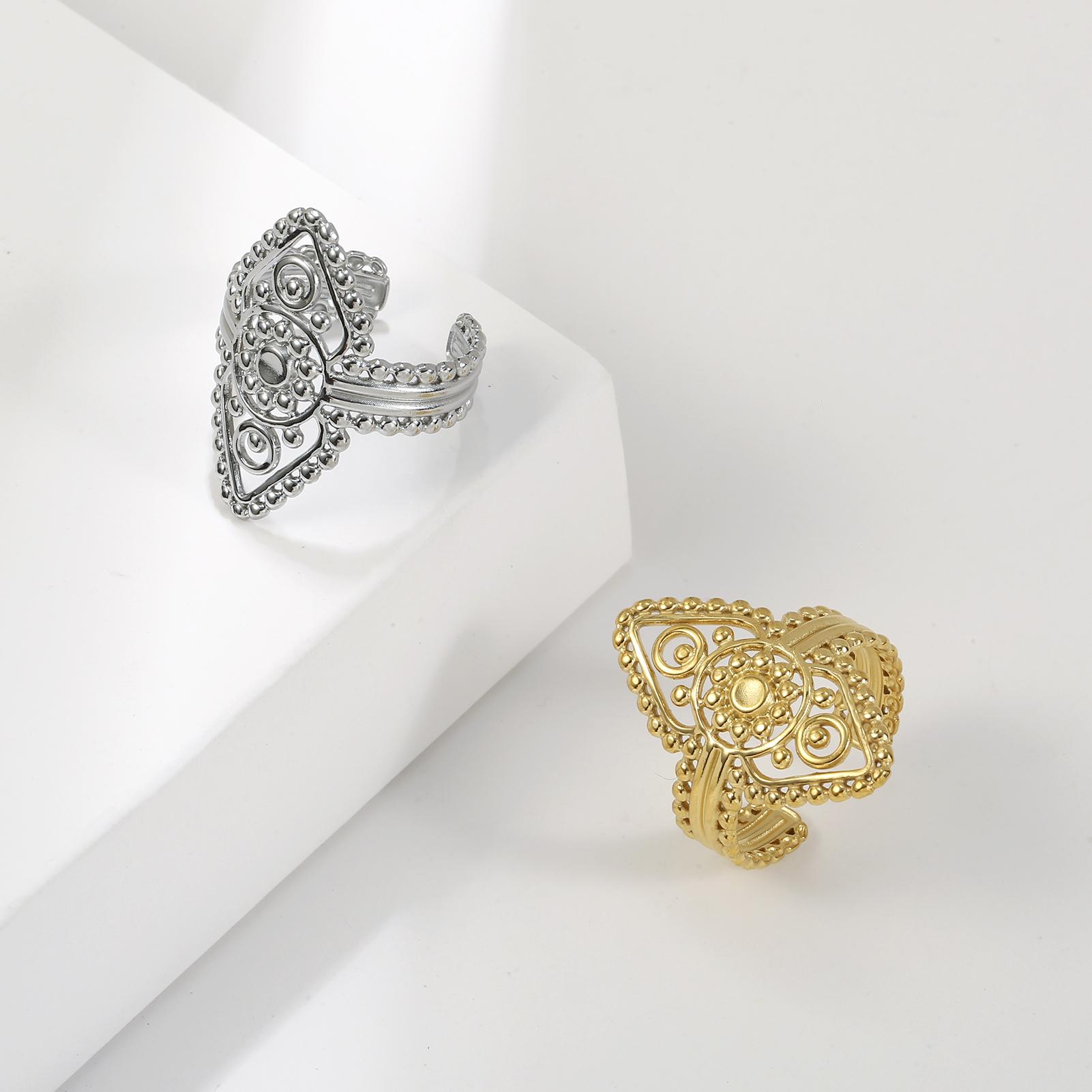 

Skyrim Vintage Luxury Кольцо из нержавеющей стали для женщин, золотого цвета, открытые кольца для пальцев, богемные украшения, подарок на помолвку для возлюбленного Resizable