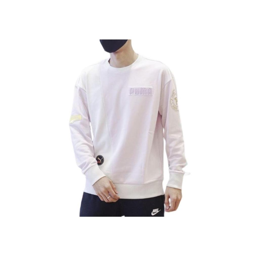 Puma Color Block Logo Crew Neck Sweatshirt Unisex Tops Light-Purple 537008-17