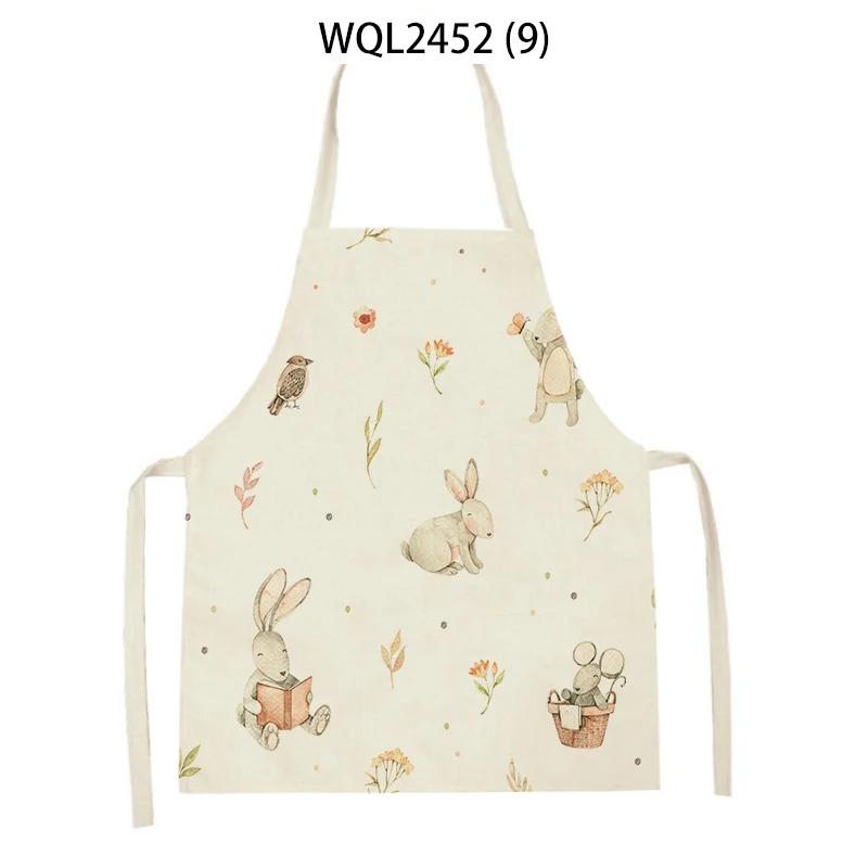 Animal Snail Rabbit Printing Apron Adult Kids Sleeveless Kitchen Apron Linen Cooking Baking Accessories Apron Cleaning Tool