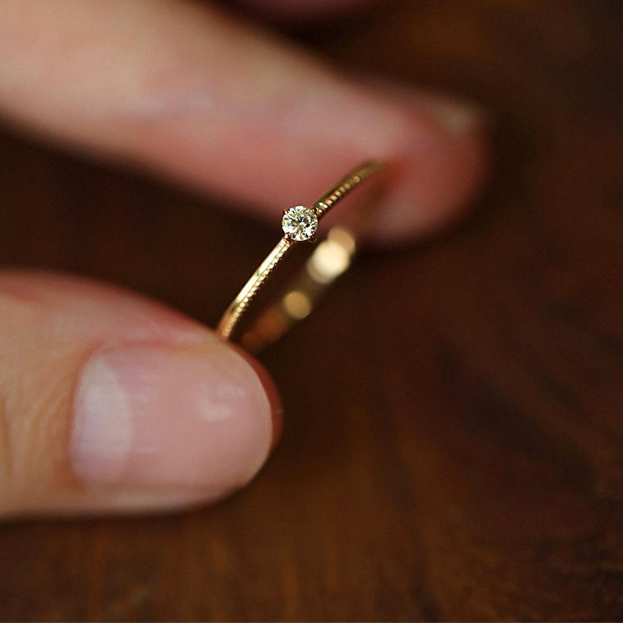 925 Sterling Silver Electroplated 18K Gold Simple Inlaid Zircon Ring for Women French Romantic Wedding Jewelry Accessories 5&Gold