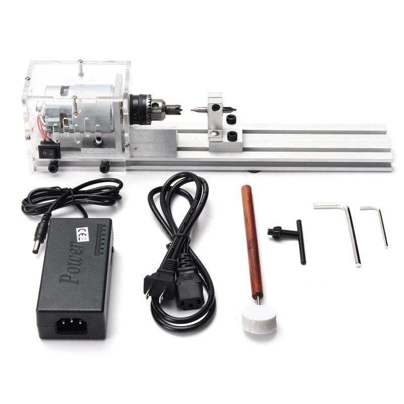 80W 24V Woodworking Buddha Pearl Grinding Polishing Beads Wood lathe Drill Tool Mini DIY lathe machine tools