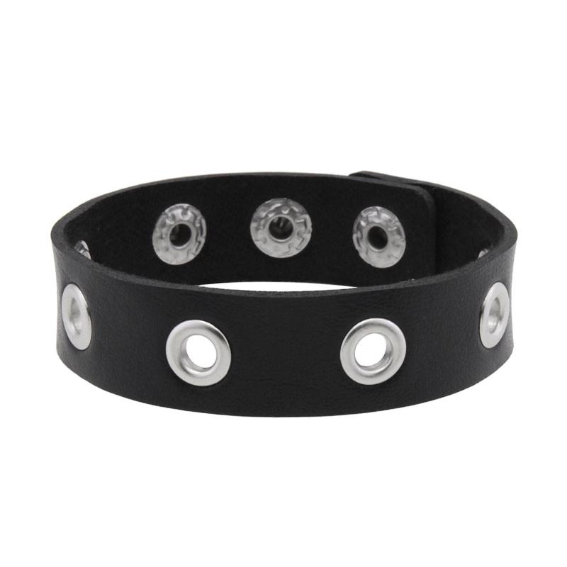 

Soft Leather Strap Bracelet Gothic Wrist Jewelry Leather Wristband Everyday Wear Bracelet Suitable for Any Occasion чорний