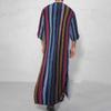 Men's Long Sleeve Arabian Striped Printed Shirt Muslim Men's Robe
