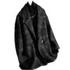 2025 Women's Mid-Length Plaid Wool Coat - Retro Loose Fit for Autumn/Winter
