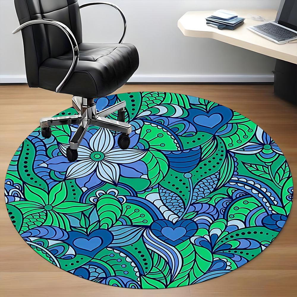 1PC Floral Mandala Pattern Chair Carpet for Office, Indoor Non-Slip Washable Carpet, Soft Comfortable Mat For Office Room Yy250930288