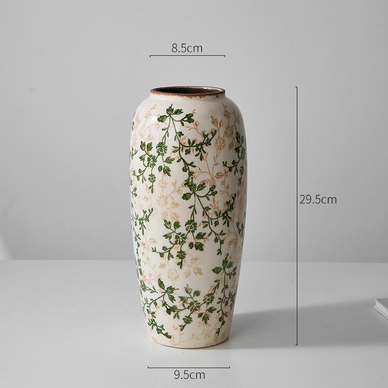 American Country Crackle Glaze Ceramic Milk Jug Vase - Pastoral Feng Shui Flower Arrangement Retro Decor