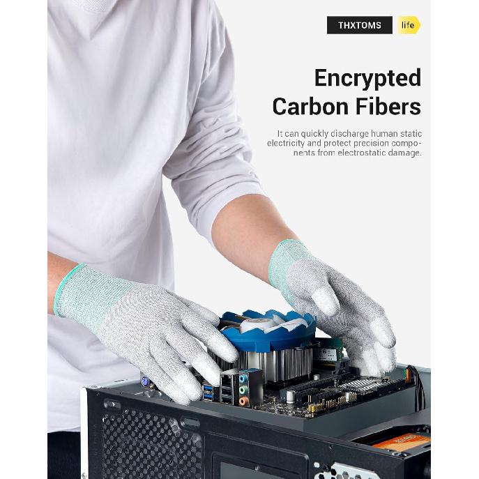 ThxToms ESD Anti Static Gloves, High Resistance Carbon Fiber Protects Your Computer Safe