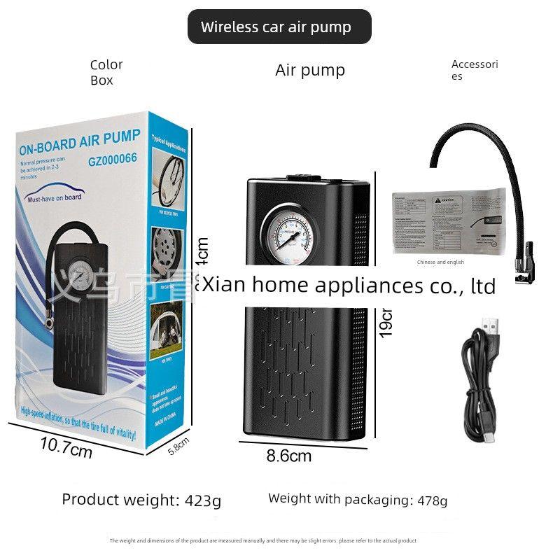 New Car-Mounted Air Pump, Wireless, Large-Capacity, Portable, Smart Pointer Display, Handheld Universal Tire Inflator