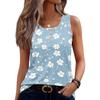 Damen ärmelloses Tanktop mit Blumenprint, lässig, Rundhalsausschnitt, Knopfleiste, lockere Passform, Pullover, leichtes Blusenhemd