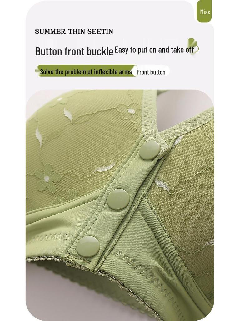 Women's Plus Size Front Buckle Wire-Free Shaping Bra with Wide Straps