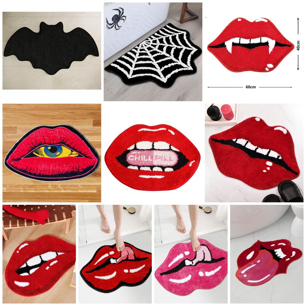 Hot Selling Halloween Door Mat Absorbent Non-slip Bath Mat Pumpkin Skull Lip Creative Gift Floor Rug