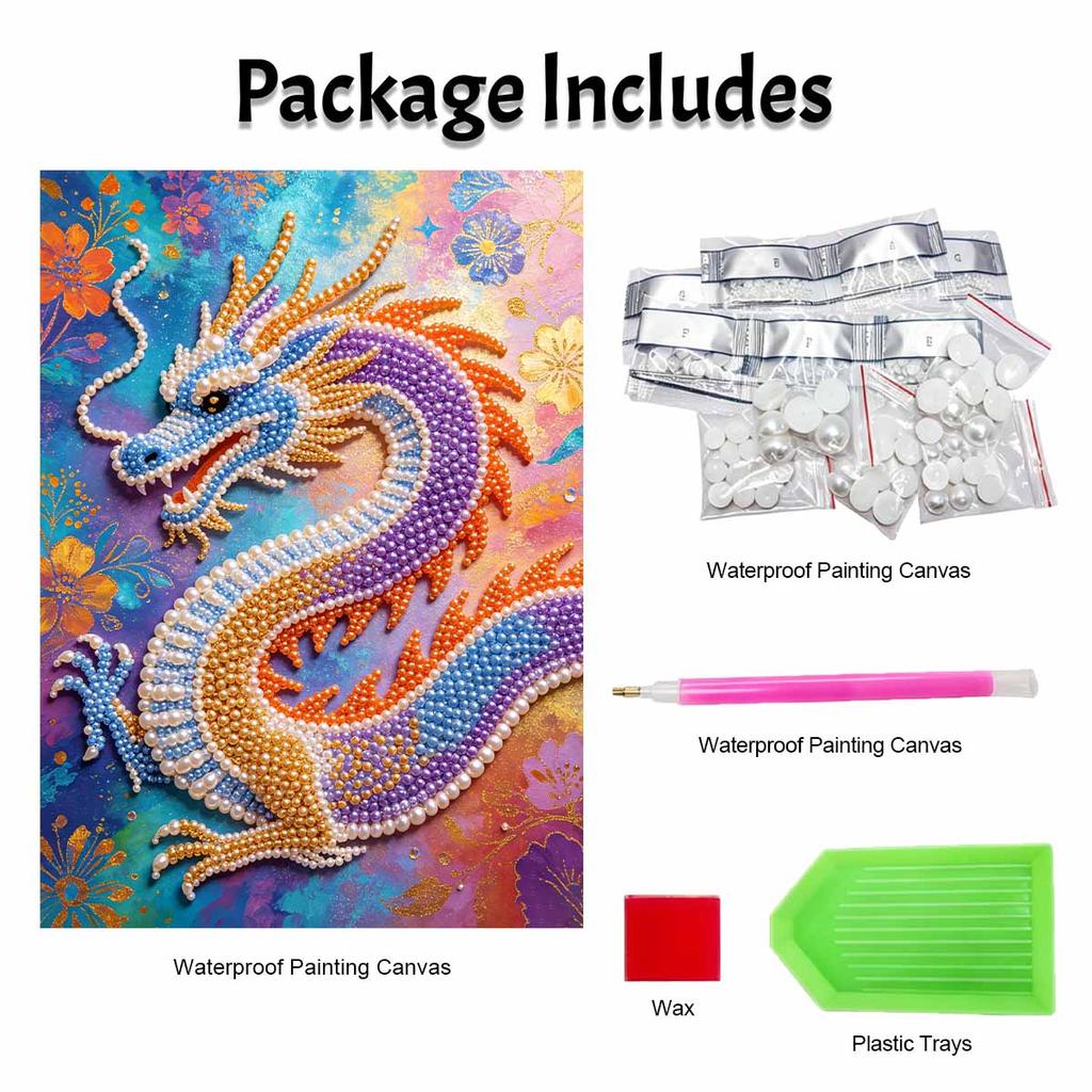 DIY Pearl Gem Colorful Dragon Shining Bead Craft Art Home Wall Ornament Simple Unframed Room Decoration Art Modern Gift For Living Room Decor