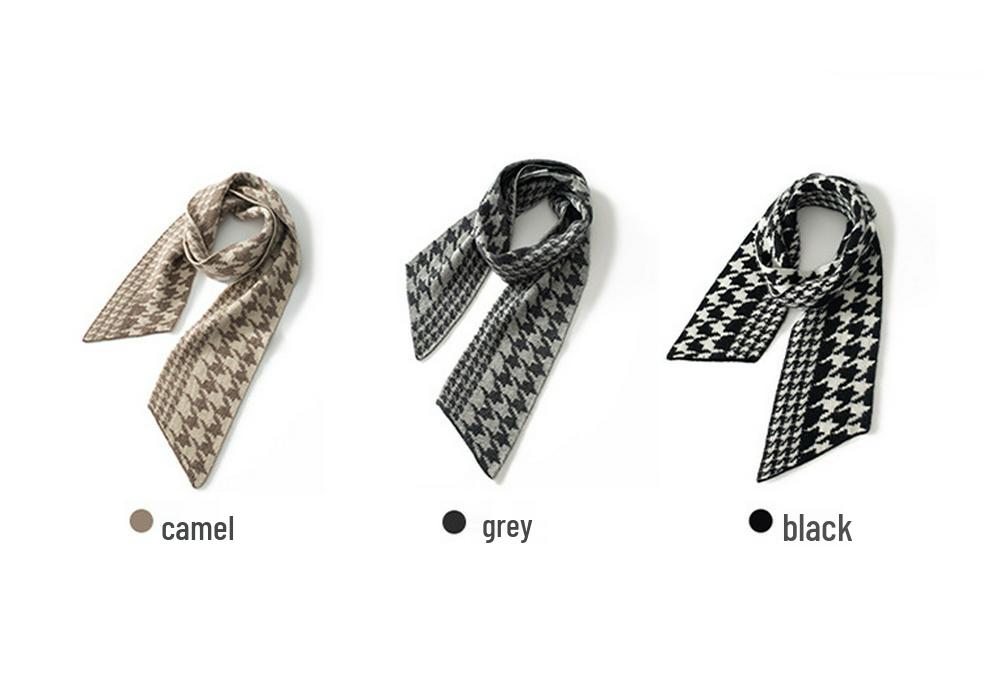 Unisex Korean Houndstooth Cashmere Scarf - Warm, Versatile Neck Warmer for Autumn/Winter