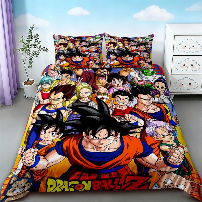 Set copripiumino anime Dragon Ball Set biancheria da letto cartone animato Goku coperta per bambini dimensioni Queen King per camera da letto decorazione della casa