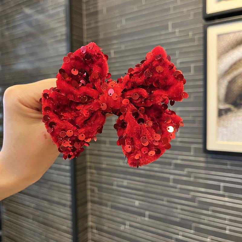 Children's Red Chinese Style Bow Hair Clip - New Year Accessory for Girls