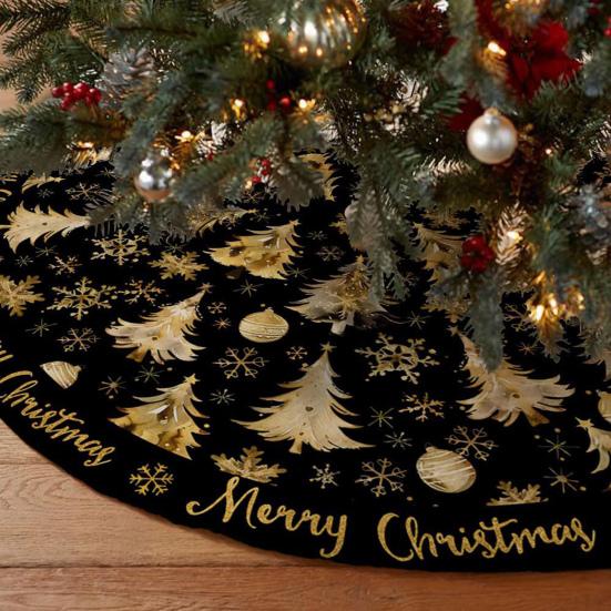 Christmas Tree Skirt Bowknot Lace-up Printing Clear Pattern Picnic Party Tree Cover Camping Party Table Decoration