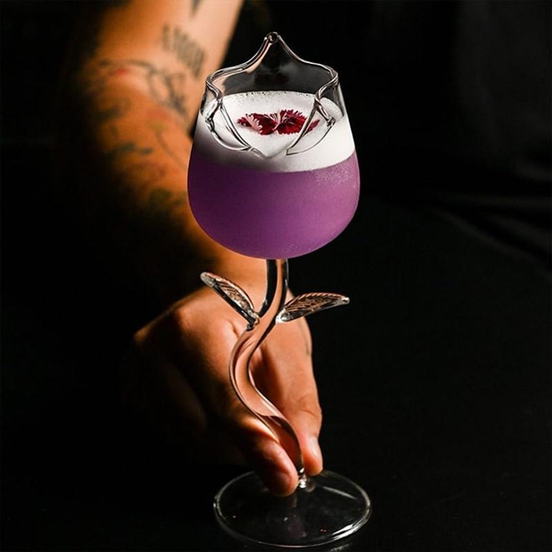Bicchiere da champagne a forma di rosa, bicchiere da vino rosso, bicchiere da cocktail da bar, bicchiere da coppa per San Valentino e matrimonio