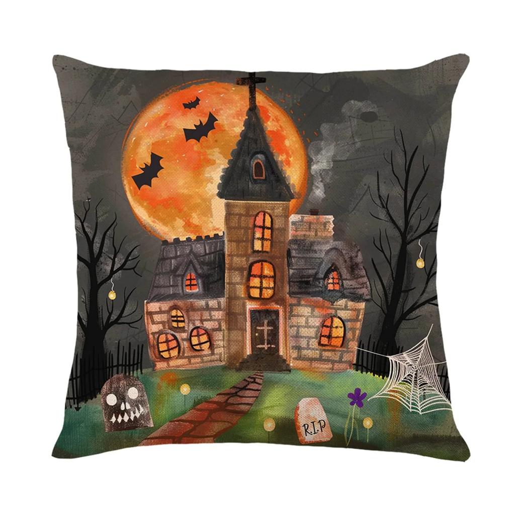 Home Decor Halloween Cat And Pumpkin Themed Pillow Covers Pattern Cushion Cover Suitable For Sofa Bedroom Car Pillow Cover