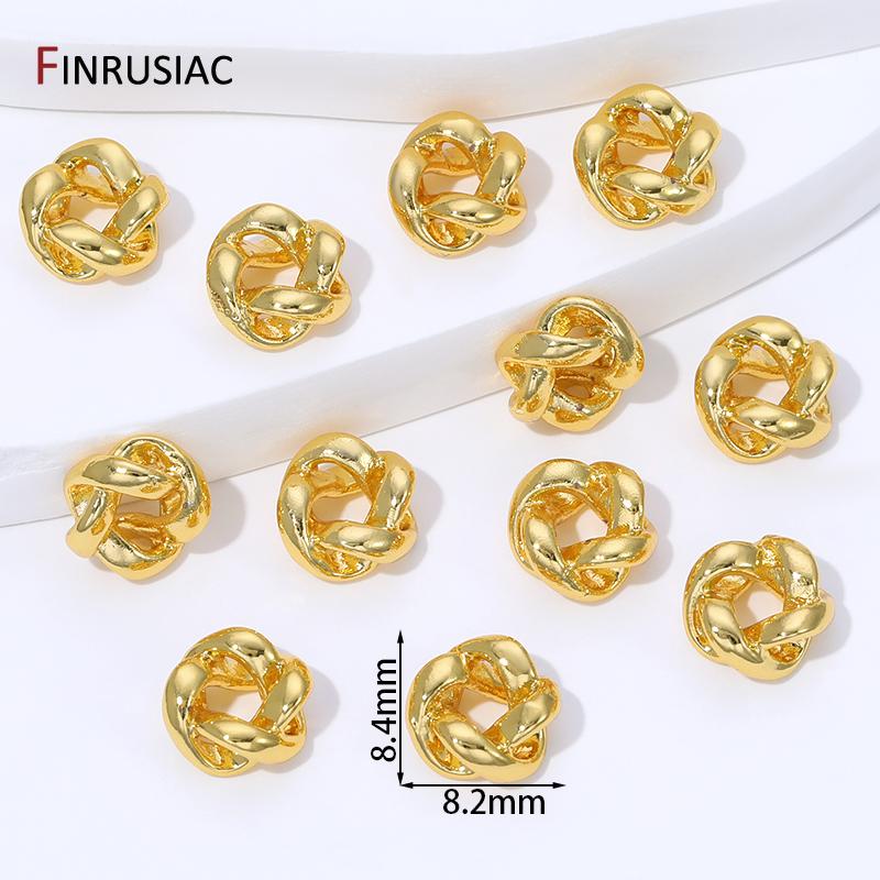 

18K Gold Plated Brass Twisted Circle Spacer Beads,8.2*8.4mm Separator Beads For DIY Bracelet Necklace Jewelry Making Supplies 5 pieces
